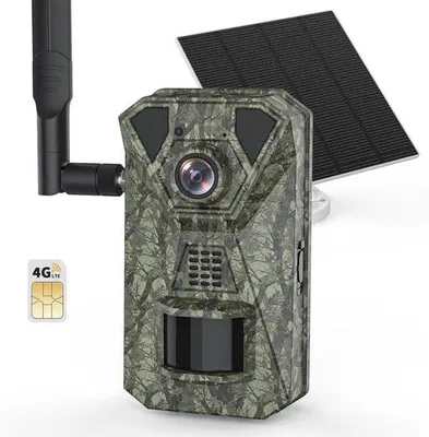 Immagine prodotto di Sensore di movimento con energia solare, 4G, sensore di movimento PIR, visione notturna a infrarossi, audio bidirezionale