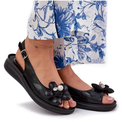 Produktbild von Damen Sandalen Mit Dekorativer Blume Schwarz Divonne 38