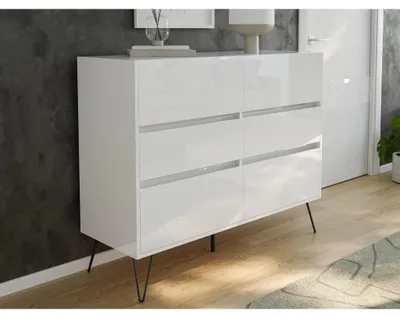 Produktbild von Posseik Sideboard Industrial M 120 cm Weiß hochglanz