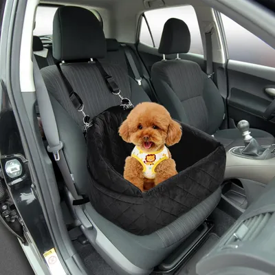 Produktbild von Hundesitz Auto Rückbank, Stabiler Hunde Autositz Hundebox mit Befestigungsgurten Wasserdicht Hundeautositz für Rücksitz im Autos, für Kleine und Mittlere Hunde 50x52x28cm