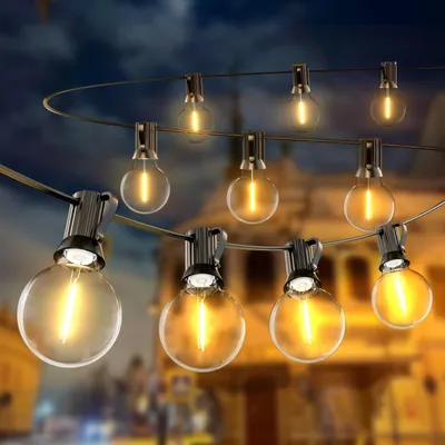 LED-Lichterkette 11 m, 15+1 warmweiße G40-Lampen, IP65