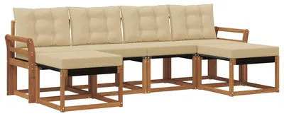 Productafbeelding van vidaXL Tuinset met 6 zitplaatsen, natuurlijke en beige kleuren