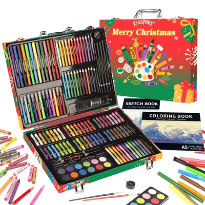 Imagen del producto de Kit de arte para niños, con 150 piezas, en estuche, material para pintar y dibujar para fomentar la creatividad