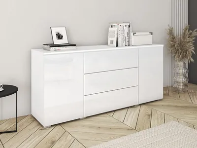 Obrázek produktu pro Kombinovaná komoda AKASURI - bílá / lesklá bílá