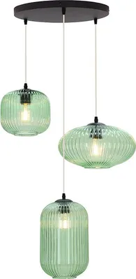 Produktbild von Olucia - CHARLOIS - Pendelleuchte - Grün/Schwarz - 3 Lampen