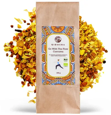Produktbild von QIDOSHA Go with the Flow Kräutertee lose, Kurkuma, Ingwer und Vanille, 150 g