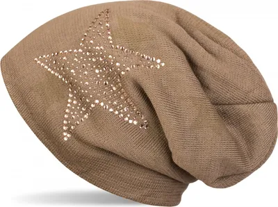 Produktbild von styleBREAKER warme Feinstrick Beanie Mütze mit All Over Stern Muster, Strass Stern und sehr weichem Fleece Innenfutter, Uni 04024084