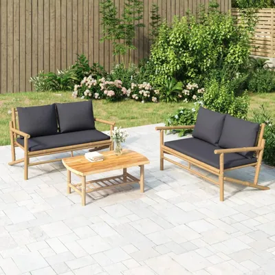 Produktbild von Gartenbank mit Dunkelgrauen Kissen Bambus , Gartensofas Design 2024