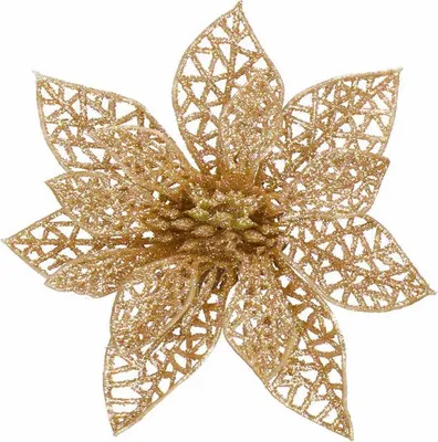 Image de Étoile de Noël avec clip 9 x 9 cm dorée