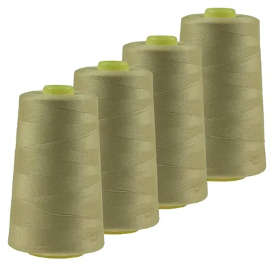 4 x 4572m Polyester Overlock Garn grünbeige