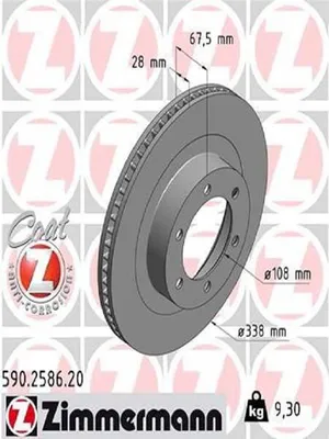 Produktbild von 2x ZIMMERMANN Bremsscheibe 590.2586.20 für TOYOTA LAND CRUISER (KDJ12_ GRJ12_)