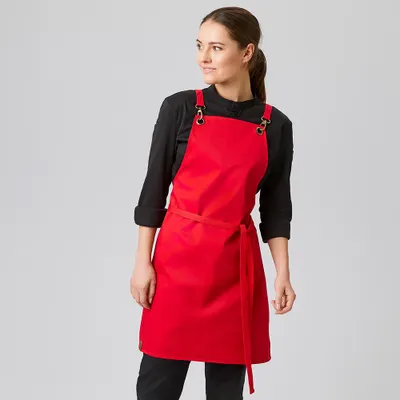 Produktbild von Latzschürze B 70 x L 80cm, rot : rot : 65% Polyester 35% Baumwolle
