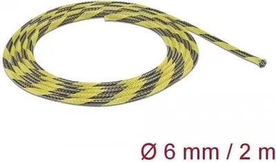 Produktbild von DELOCK Geflechtschlauch dehnbar 2 m x 6 mm schwarz-gelb