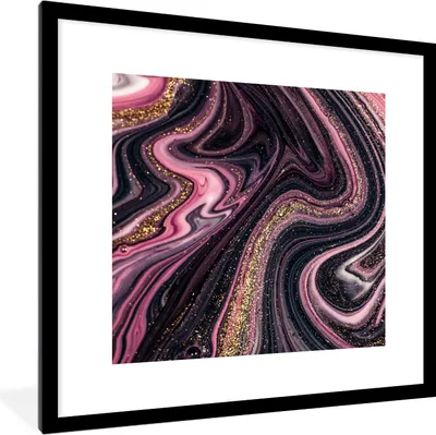 Produktbild von MuchoWow® Gerahmtes Poster Marmoroptik - Rosa - Lila - Gold - Luxus - Marmor 40x40 cm - Poster mit Schwarzem Bilderrahmen Wandposter Rahmen Foto Bilder - Poster - Plakat im Rahmen