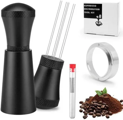 Produktbild von Espresso-Tool mit 17 feinen Nadeln und magnetischem Doseringsring 51mm