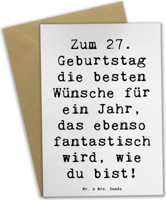 Produktbild von Mr. & Mrs. Panda babykarte Spruch 27. Geburtstag Wünsche - Weiß - Geschenk, einladungskarten, Geburtstagsgeschenk, Geburtstagskind, Happy Birthday, Grußkarten, osterkarte