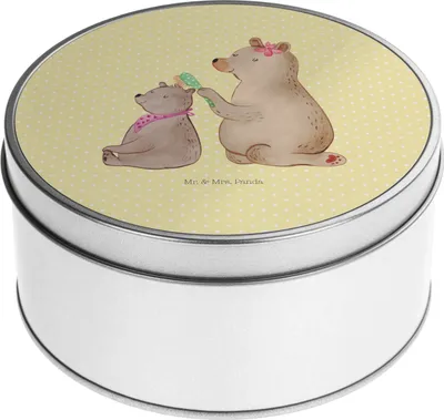 Produktbild von Mr. & Mrs. Panda gebäckdose Bär Kind - Gelb Pastell - Geschenk, Metallbox, Muttertag, Teedose, Vorratsdosen, zuckerdose, Dose, Bruder, Aufbewahrungsdose, Mama, Bären