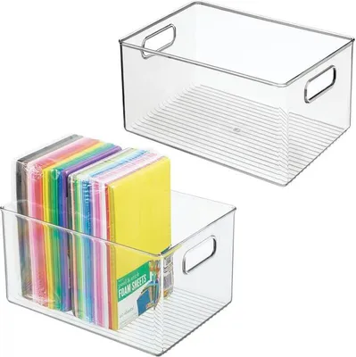 Produktbild von Aufbewahrungsbox Ablagebox Organizer mit Griffen mDesign 2er Set durchsichtig