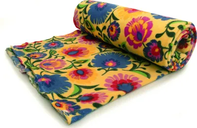 Immagine prodotto di Tessuto in pile DTY stampato (250 g), motivo Lowicz, giallo, 50 x 160 cm