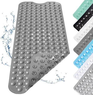 Imagen del producto de Alfombrilla antideslizante para la ducha, de 100x40 cm, con ventosas y orificios de drenaje