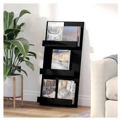 Produktbild von Magazinregal in Schwarz mit Eichen-Optik 51 x 11 x 102 cm für Bücher und Zeitschriften