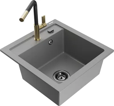 Produktbild von Mexen Vito 1-Becken-Granit-Spüle mit Mischbatterie Flora, Grau - 6503-71-670401-57-B