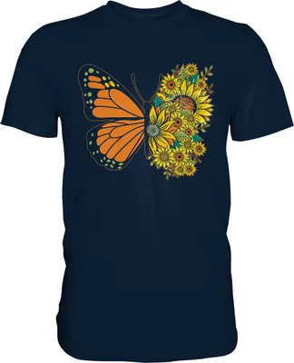 Produktbild von Schmetterling Sonnenblumen T-Shirt Garten Gärtner Geschenk – Navy / XXL