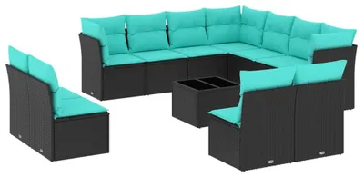 Immagine prodotto di Panca da giardino - Panca da esterno - Set lounge - Tavolo da giardino - Arredo da giardino - Polyrattan - Include cuscini