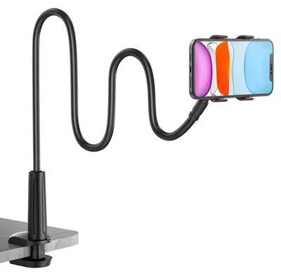 Immagine prodotto di Supporto flessibile a collo di cigno per letto, ideale per smartphone da 4-6,5 pollici, colore nero
