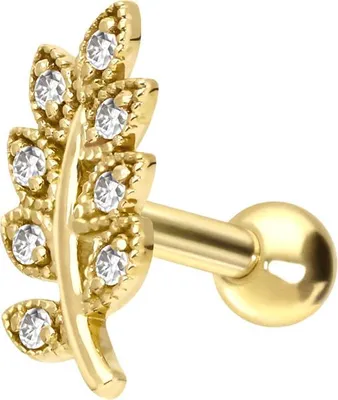 Produktbild von Ohrpiercing 14/18 Karat Gold Ohrpiercing MOISSANIT-BLÄTTER