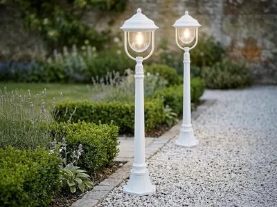Produktbild von 2er-Set weiße Wegeleuchten PARMA aus Aluminium E27, IP43, H.: 118 cm