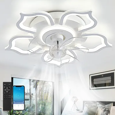 Imagen del producto de Ventilador de techo con luz - Diámetro de 52 cm - Potencia de 36 vatios - Blanco - Ideal para dormitorios y hogares