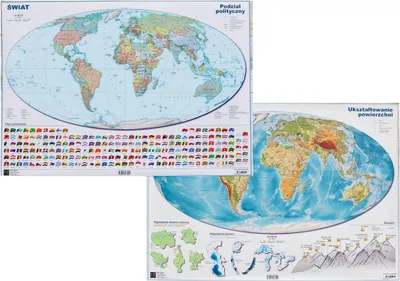 Produktbild von Welt. Politische und physische Karte. Doppelseitige Schreibtischunterlage.