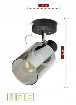 Obrázek produktu pro LUXOLAR LED stropní svítidlo černé E27 60 W - Stropní svítidlo otočné do obývacího pokoje, kuchyně - Klasický design