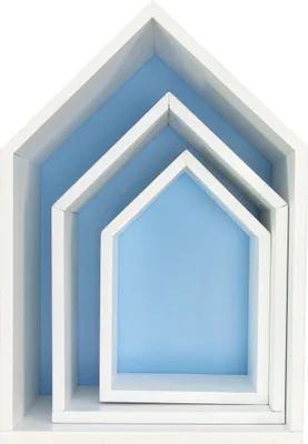 Produktbild von Puckdaddy Hausregal Elise in Blau 3er Set dekorative Regale im Haus Design Kinderzimmer Regal