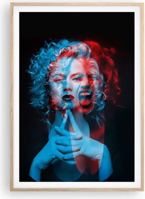 Produktbild von Gerahmtes Poster - Rahmen in heller Eiche - Schwarz Frau Emotionen - 70x100 cm - Wand Bild - Wanddeko - Wandbilder - Kunstposter - Wandposter - Bilderrahmen - Bilder - Kunstdruck - P2NPA70x100-4472