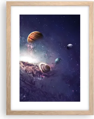 Produktbild von Gerahmtes Poster - Rahmen in heller Eiche - Kosmos Planeten die Sterne - 30x40 cm - Wand Bild - Wanddeko - Wandbilder - Kunstposter - Wandposter - Bilderrahmen - Bilder - Kunstdruck - P2NPA30x40-4851