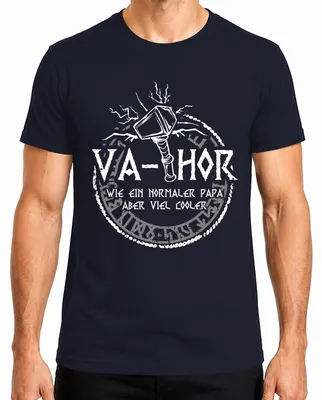 Produktbild von Wikinger Runenkreis Futhark Viking Dad Nordisch Thor Odin Mjolnir Herren T-Shirt, Navy, XL