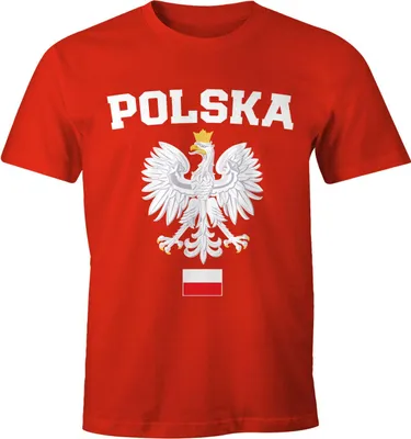 Produktbild von Herren T-Shirt Fußball WM Polska Polen Poland Flagge Weißer Adler Moonworks® rot-weiß-flagge M