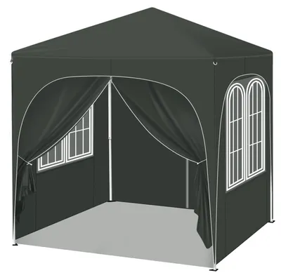 Produktbild von Faltpavillon 2 x 2 m - Gartenpavillon - UV-Schutz - Seitenwände - Höhenverstellbar - Wasserdicht - Grau