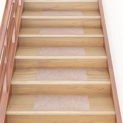 Image de The Living Store Tapis d'escalier autocollant 15 pcs. 60x25 cm marron clair