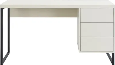 Produktbild von Schreibtisch mit 3 Schubladen - MDF und Metall - Beige und Schwarz - TIMFIA by Pascal Morabito