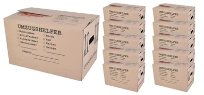 Produktbild von Umzugskarton 10 Stück bedruckt 59x34x35cm Traglast bis 30kg Aufbewahrung Kiste
