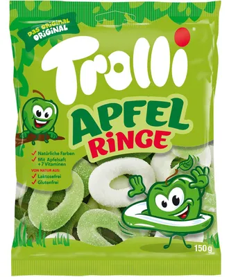 Productafbeelding van Trolli 4000512463443 Trolli Fruitgummie, appelringen, 150 gram