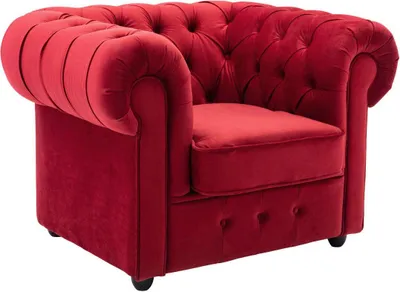Produktbild von Sessel CHESTERFIELD in Samt rot Relaxsessel 114 cm