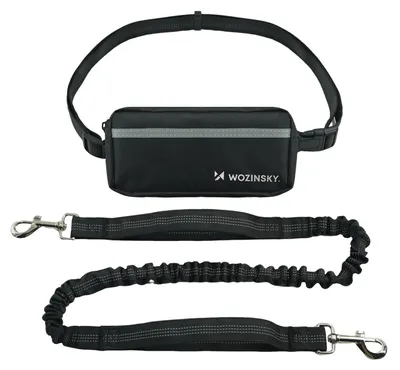 Image de Ceinture pour la taille Wozinsky WPST-01 avec étui et sangle élastique pour la course avec chien - noir