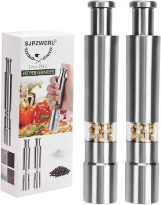 Produktbild von Salzmühle und Pfeffermühle 2er Set, Edelstahl, Einhandbedienung, für Küche