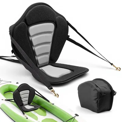 Immagine prodotto di Sedile per kayak - Sedile per pagaia per SUP/kayak/canoa - Imbottitura da 12 mm - Schienale - Borsa per riporre - Cinghie regolabili - Per barca da pesca e kayak gonfiabile