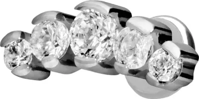 Produktbild von Ohrpiercing, Nasenpiercing Titan Labret mit Push Fit 5 EINGEFASSTE KRISTALLE Silber Stablänge: 6mm | Stabstärke: 1,2mm