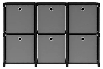 Produktbild von Würfelregal mit 6 Boxen Schwarz 103x30x72,5 cm